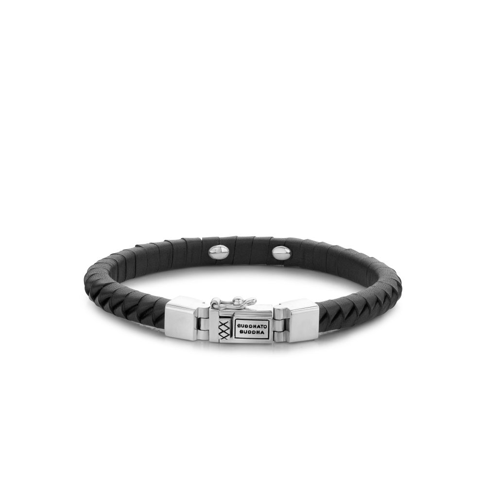 162BL E - Komang Small Leather Bracelet Black