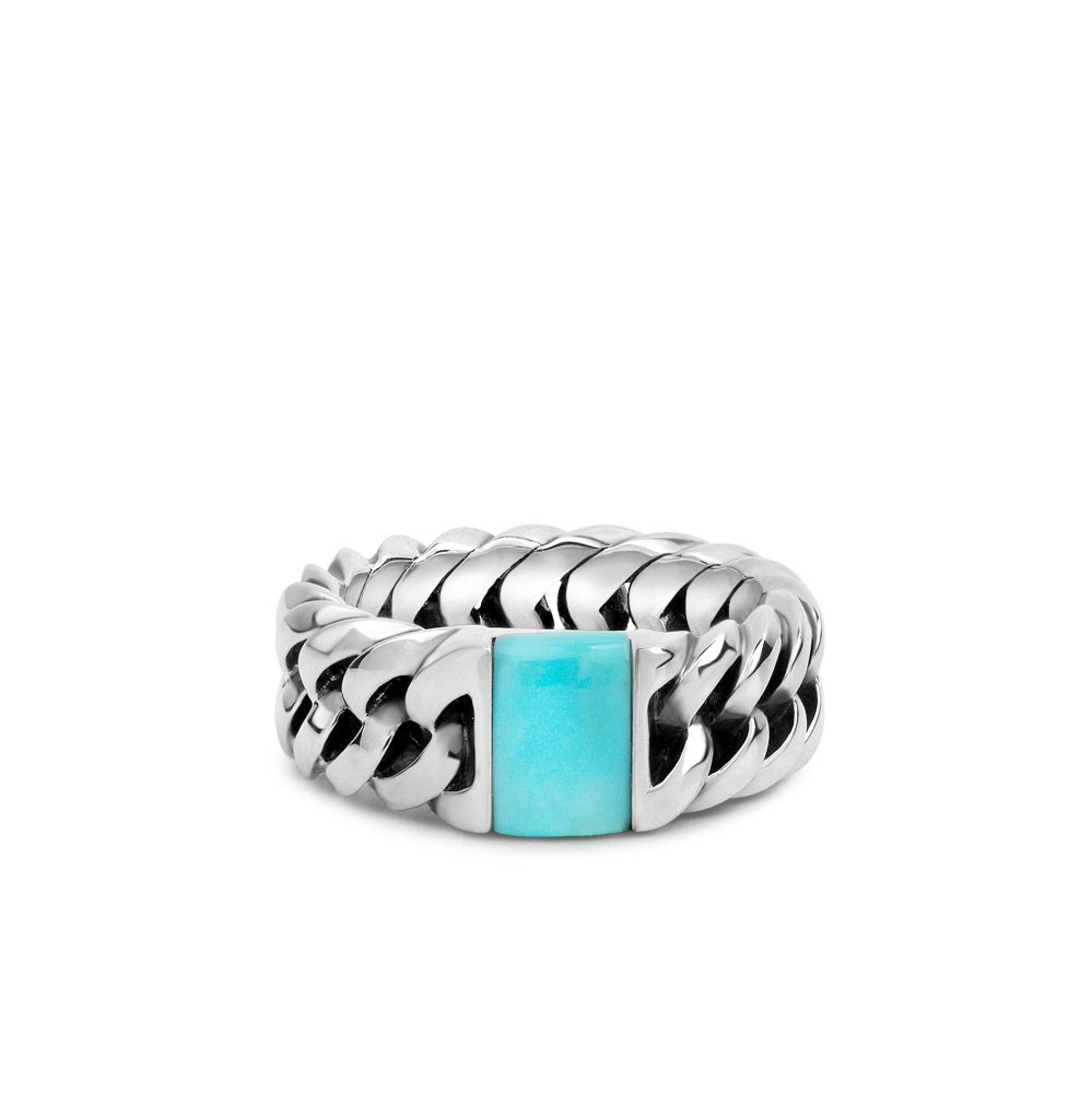 603TQ 16 - Chain Stone Ring Turquoise