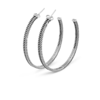 445 one - Chain Hoop Earrings Silver